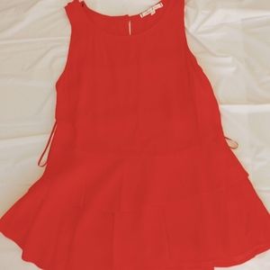 Willow & Clay TIERED PEPLUM Tangerine BLOUSE back key hold sz M